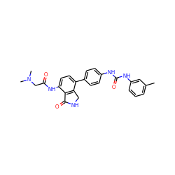 Cc1cccc(NC(=O)Nc2ccc(-c3ccc(NC(=O)CN(C)C)c4c3CNC4=O)cc2)c1 ZINC000014945244