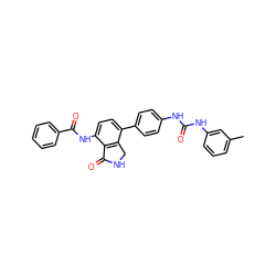 Cc1cccc(NC(=O)Nc2ccc(-c3ccc(NC(=O)c4ccccc4)c4c3CNC4=O)cc2)c1 ZINC000014945240