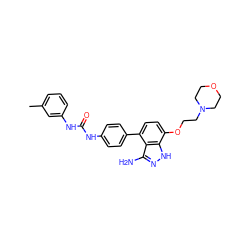 Cc1cccc(NC(=O)Nc2ccc(-c3ccc(OCCN4CCOCC4)c4[nH]nc(N)c34)cc2)c1 ZINC000036176973