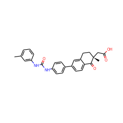 Cc1cccc(NC(=O)Nc2ccc(-c3ccc4c(c3)CC[C@](C)(CC(=O)O)C4=O)cc2)c1 ZINC000150193205