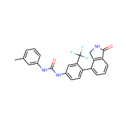 Cc1cccc(NC(=O)Nc2ccc(-c3cccc4c3CNC4=O)c(C(F)(F)F)c2)c1 ZINC000014945224