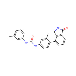 Cc1cccc(NC(=O)Nc2ccc(-c3cccc4c3CNC4=O)c(C)c2)c1 ZINC000014945220