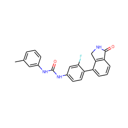 Cc1cccc(NC(=O)Nc2ccc(-c3cccc4c3CNC4=O)c(F)c2)c1 ZINC000014945217