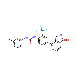 Cc1cccc(NC(=O)Nc2ccc(-c3cccc4c3CNC4=O)cc2C(F)(F)F)c1 ZINC000014945226