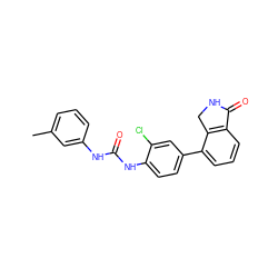 Cc1cccc(NC(=O)Nc2ccc(-c3cccc4c3CNC4=O)cc2Cl)c1 ZINC000014945230