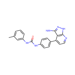 Cc1cccc(NC(=O)Nc2ccc(-c3ccnc4[nH]nc(N)c34)cc2)c1 ZINC000029129656