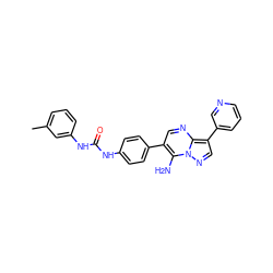 Cc1cccc(NC(=O)Nc2ccc(-c3cnc4c(-c5cccnc5)cnn4c3N)cc2)c1 ZINC000040846195