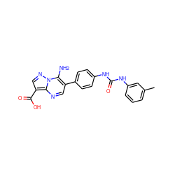 Cc1cccc(NC(=O)Nc2ccc(-c3cnc4c(C(=O)O)cnn4c3N)cc2)c1 ZINC000040406980