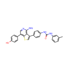 Cc1cccc(NC(=O)Nc2ccc(-c3csc4c(-c5ccc(O)cc5)cnc(N)c34)cc2)c1 ZINC000028703861