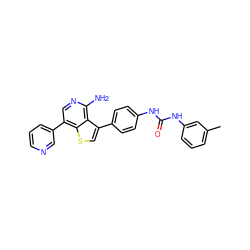 Cc1cccc(NC(=O)Nc2ccc(-c3csc4c(-c5cccnc5)cnc(N)c34)cc2)c1 ZINC000011688973