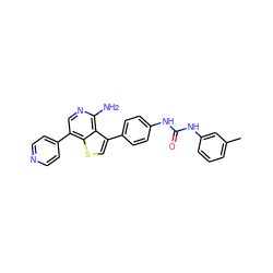 Cc1cccc(NC(=O)Nc2ccc(-c3csc4c(-c5ccncc5)cnc(N)c34)cc2)c1 ZINC000013979399