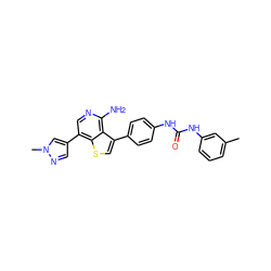 Cc1cccc(NC(=O)Nc2ccc(-c3csc4c(-c5cnn(C)c5)cnc(N)c34)cc2)c1 ZINC000063298133