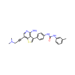 Cc1cccc(NC(=O)Nc2ccc(-c3csc4c(C#CCN(C)C)cnc(N)c34)cc2)c1 ZINC000063298178