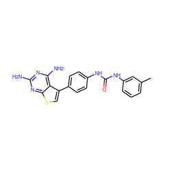 Cc1cccc(NC(=O)Nc2ccc(-c3csc4nc(N)nc(N)c34)cc2)c1 ZINC000063298236