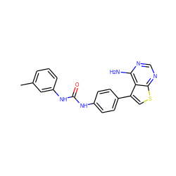 Cc1cccc(NC(=O)Nc2ccc(-c3csc4ncnc(N)c34)cc2)c1 ZINC000013673611