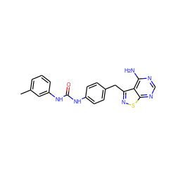 Cc1cccc(NC(=O)Nc2ccc(Cc3nsc4ncnc(N)c34)cc2)c1 ZINC000036338866