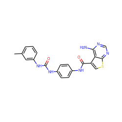 Cc1cccc(NC(=O)Nc2ccc(NC(=O)c3csc4ncnc(N)c34)cc2)c1 ZINC000035308553