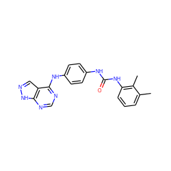 Cc1cccc(NC(=O)Nc2ccc(Nc3ncnc4[nH]ncc34)cc2)c1C ZINC000095588999