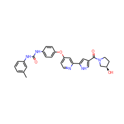 Cc1cccc(NC(=O)Nc2ccc(Oc3ccnc(-c4cc(C(=O)N5CC[C@@H](O)C5)c[nH]4)c3)cc2)c1 ZINC000149464532