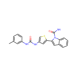 Cc1cccc(NC(=O)Nc2csc(-c3cc4ccccc4n3C([NH])=O)c2)c1 ZINC001772645482