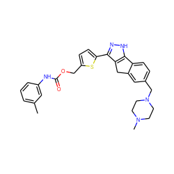 Cc1cccc(NC(=O)OCc2ccc(-c3n[nH]c4c3Cc3cc(CN5CCN(C)CC5)ccc3-4)s2)c1 ZINC000036338874