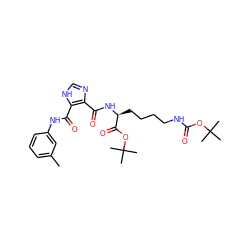 Cc1cccc(NC(=O)c2[nH]cnc2C(=O)N[C@@H](CCCCNC(=O)OC(C)(C)C)C(=O)OC(C)(C)C)c1 ZINC000015952258