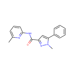 Cc1cccc(NC(=O)c2cc(-c3ccccc3)n(C)n2)n1 ZINC000095602811