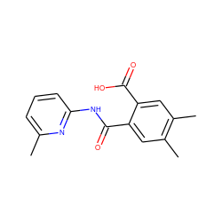 Cc1cccc(NC(=O)c2cc(C)c(C)cc2C(=O)O)n1 ZINC000103233763