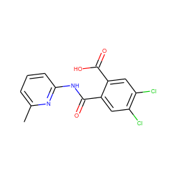 Cc1cccc(NC(=O)c2cc(Cl)c(Cl)cc2C(=O)O)n1 ZINC000103233761