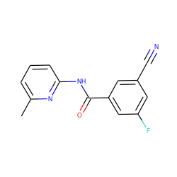 Cc1cccc(NC(=O)c2cc(F)cc(C#N)c2)n1 ZINC000040395576