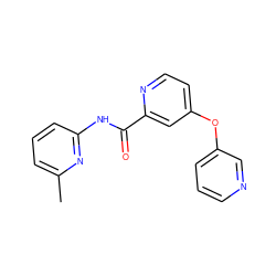 Cc1cccc(NC(=O)c2cc(Oc3cccnc3)ccn2)n1 ZINC000167450775