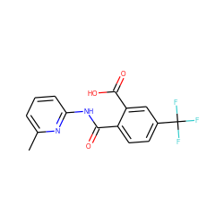 Cc1cccc(NC(=O)c2ccc(C(F)(F)F)cc2C(=O)O)n1 ZINC000095921158