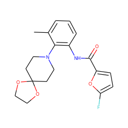 Cc1cccc(NC(=O)c2ccc(F)o2)c1N1CCC2(CC1)OCCO2 ZINC000062241949