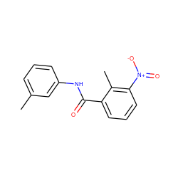 Cc1cccc(NC(=O)c2cccc([N+](=O)[O-])c2C)c1 ZINC000000300668