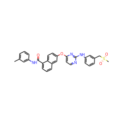 Cc1cccc(NC(=O)c2cccc3cc(Oc4ccnc(Nc5cccc(CS(C)(=O)=O)c5)n4)ccc23)c1 ZINC000653801321