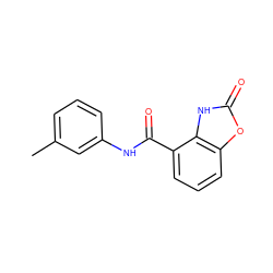 Cc1cccc(NC(=O)c2cccc3oc(=O)[nH]c23)c1 ZINC000084394943