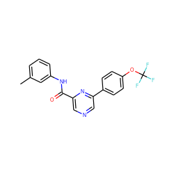 Cc1cccc(NC(=O)c2cncc(-c3ccc(OC(F)(F)F)cc3)n2)c1 ZINC000064447498