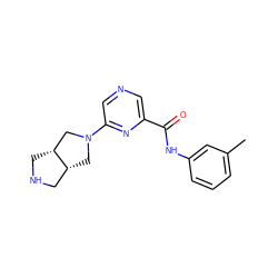 Cc1cccc(NC(=O)c2cncc(N3C[C@@H]4CNC[C@@H]4C3)n2)c1 ZINC000073224237