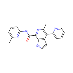 Cc1cccc(NC(=O)c2nc(C)c(-c3ccccn3)c3cc[nH]c23)n1 ZINC000095574155