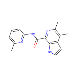 Cc1cccc(NC(=O)c2nc(C)c(C)c3cc[nH]c23)n1 ZINC000095574736