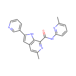 Cc1cccc(NC(=O)c2nc(C)cc3cc(-c4cccnc4)[nH]c23)n1 ZINC000095573689