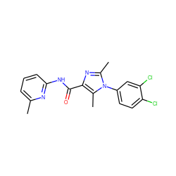 Cc1cccc(NC(=O)c2nc(C)n(-c3ccc(Cl)c(Cl)c3)c2C)n1 ZINC000095604169