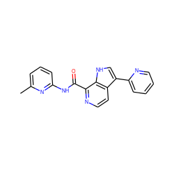 Cc1cccc(NC(=O)c2nccc3c(-c4ccccn4)c[nH]c23)n1 ZINC000095580008