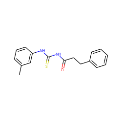 Cc1cccc(NC(=S)NC(=O)CCc2ccccc2)c1 ZINC000000359118