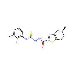 Cc1cccc(NC(=S)NNC(=O)c2cc3c(s2)CC[C@H](C)C3)c1C ZINC000008685021