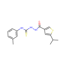 Cc1cccc(NC(=S)NNC(=O)c2csc(C(C)C)c2)c1 ZINC000008685702