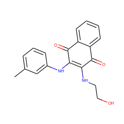 Cc1cccc(NC2=C(NCCO)C(=O)c3ccccc3C2=O)c1 ZINC000019940129