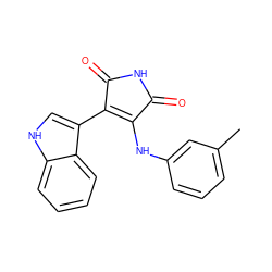 Cc1cccc(NC2=C(c3c[nH]c4ccccc34)C(=O)NC2=O)c1 ZINC000028379030