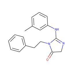 Cc1cccc(NC2=NCC(=O)N2CCc2ccccc2)c1 ZINC000026377863