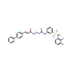 Cc1cccc(NS(=O)(=O)c2cccc(NC(=O)CCNC(=O)/C=C/c3ccc(-c4ccccc4)cc3)c2)c1C ZINC000027429000